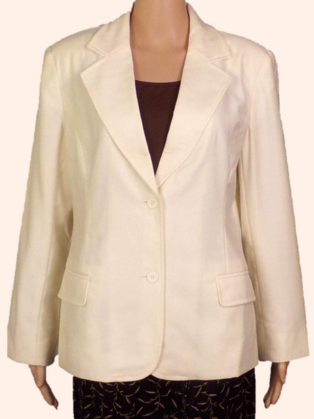 CHADWICK'S size 10 ivory 2-button blazer 100% wool dry clean only